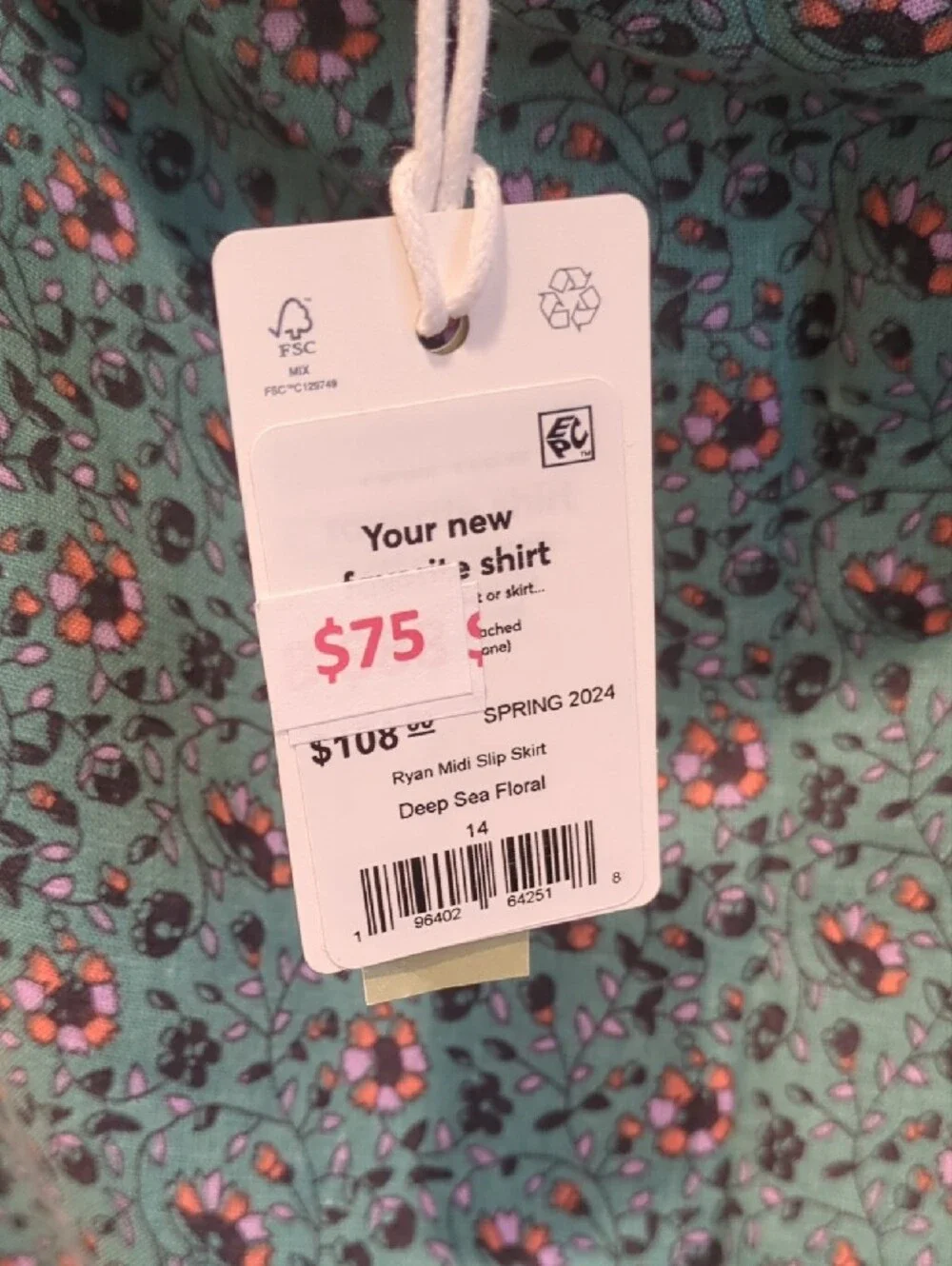 Boho Cottage Girly Flirty Romantic Marine Layer Teal Pink Floral Midi Skirt (14)